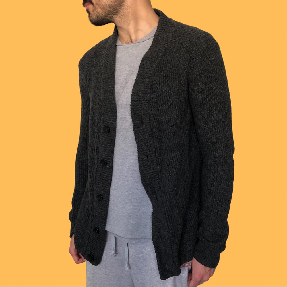 Grey Cable-Knit Cardigan